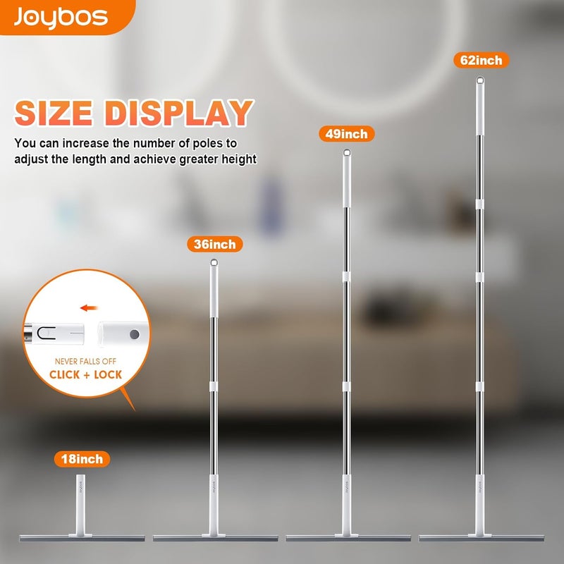 Joybos Rubber Floor Squeegee for Smooth Surface Concrete Floor, Tile Floor, Heavy Duty Garage Shower Floor Squeegee Broom for Removing Water, Commercial Scrubber Mop with Adjustable Long Handle (XL) - Image 3